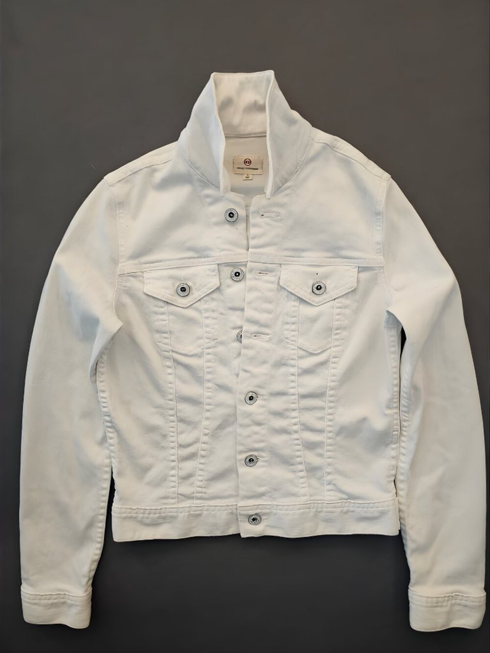 AG Adriano Goldschmied White Denim Trucker Jacket - Size S